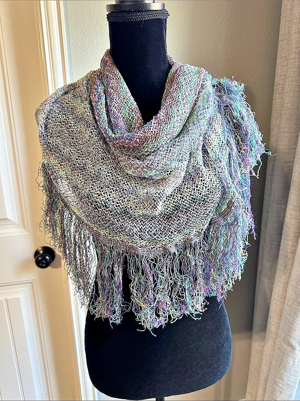Missoni Foulard Multicolor Fringe Wrap in Purple & Blue